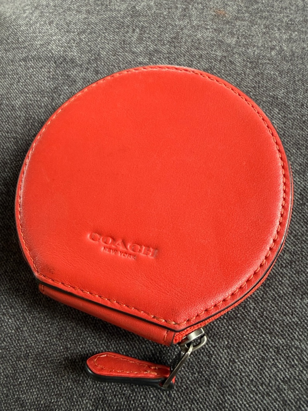 COACH Pac-Man Cherry Red Round Zip Coin Case - Picture 2 of 6